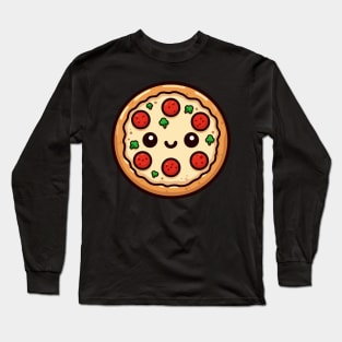 Cute Pepperoni Pizza in Kawaii Style | Design for Pizza Lovers | Pizza Party and Chill Long Sleeve T-Shirt